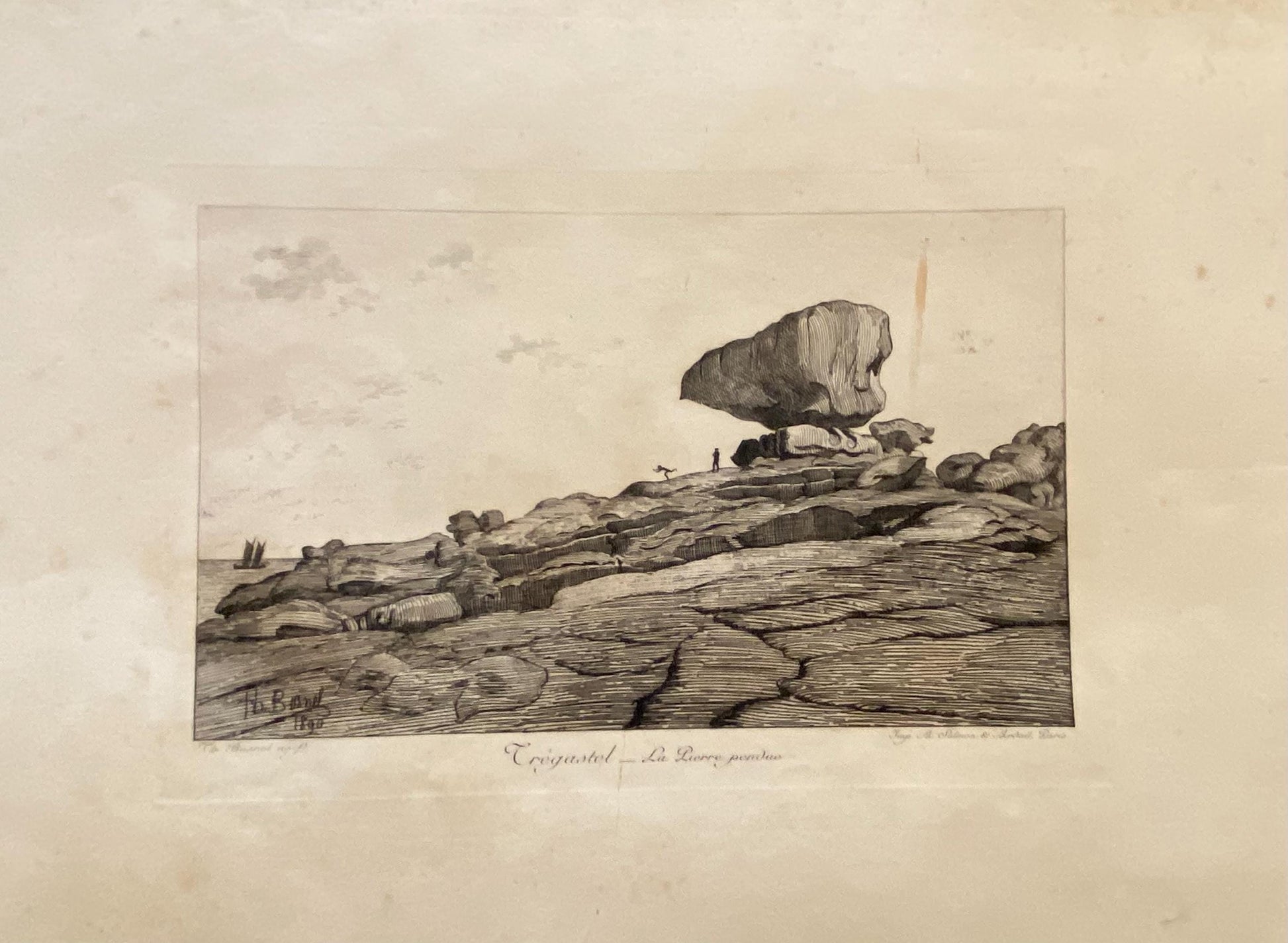 Tregaste, Brittany. By Thomas Busnet. Three Engravings Showing Rock Formations in Brittany. 1890. 15.5 x 24 cms.