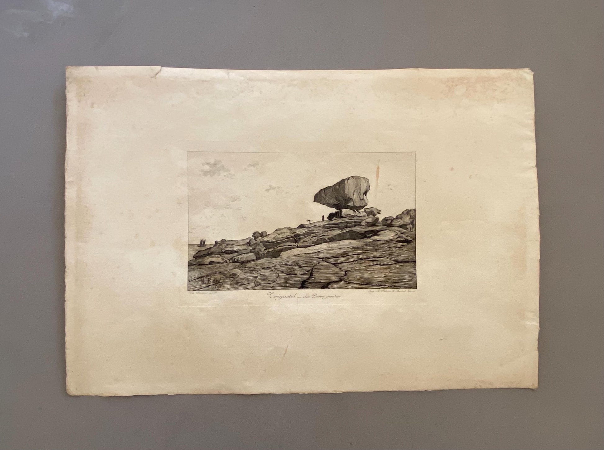 Tregaste, Brittany. By Thomas Busnet. Three Engravings Showing Rock Formations in Brittany. 1890. 15.5 x 24 cms.