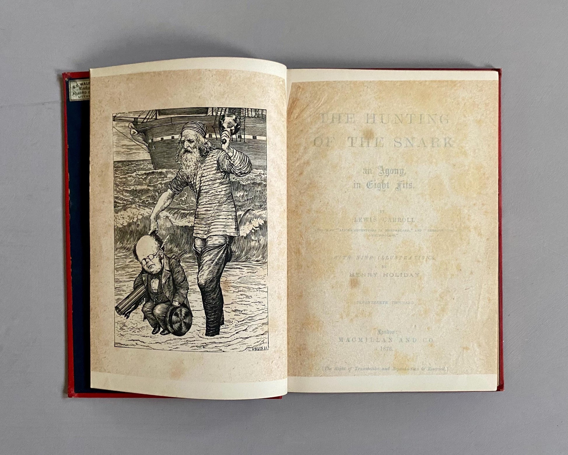 The Hunting of The Snark. An Agony in Eight Fits. By Lewis Carroll. Illustrations by Henry Holiday. Published by Macmillan and Co in 1876.