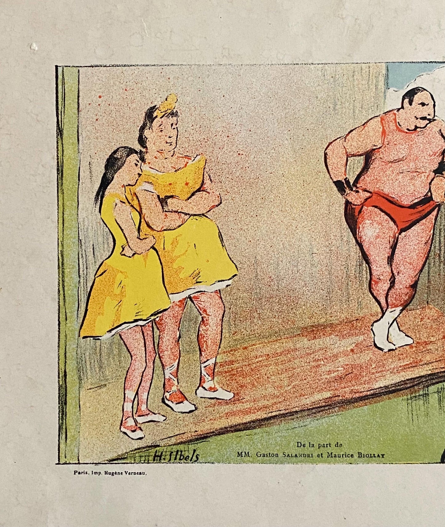 An Original Coloured Lithograph by Henri- Gabriel Ibels Advertising A Performance at The Theatre Libre, Paris. Circa 1890s. 15 x 20 cms.