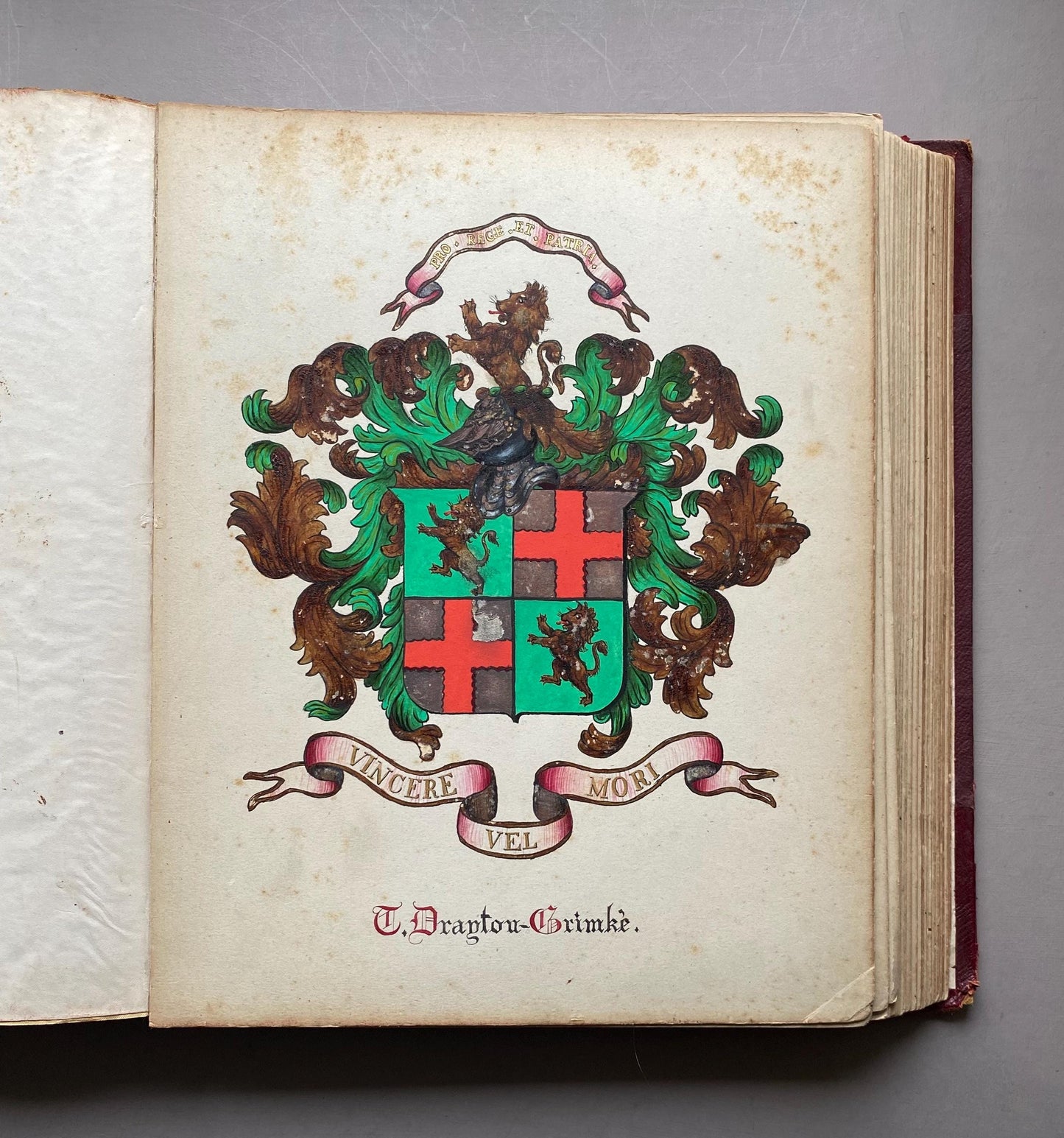 A Crest Album Containing 27 decorated Hand Drawn and Painted Watercolour Images. Undated: Likely 32 x 25 cms.