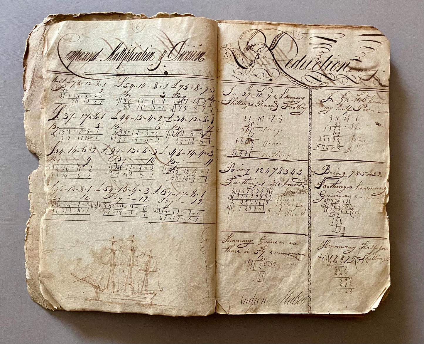 A Workbook Belonging To Andrew Halsey of Halsey House, Southampton, Long island. Dated 1806. 234 Pages. Size: 13 x 8 inches.
