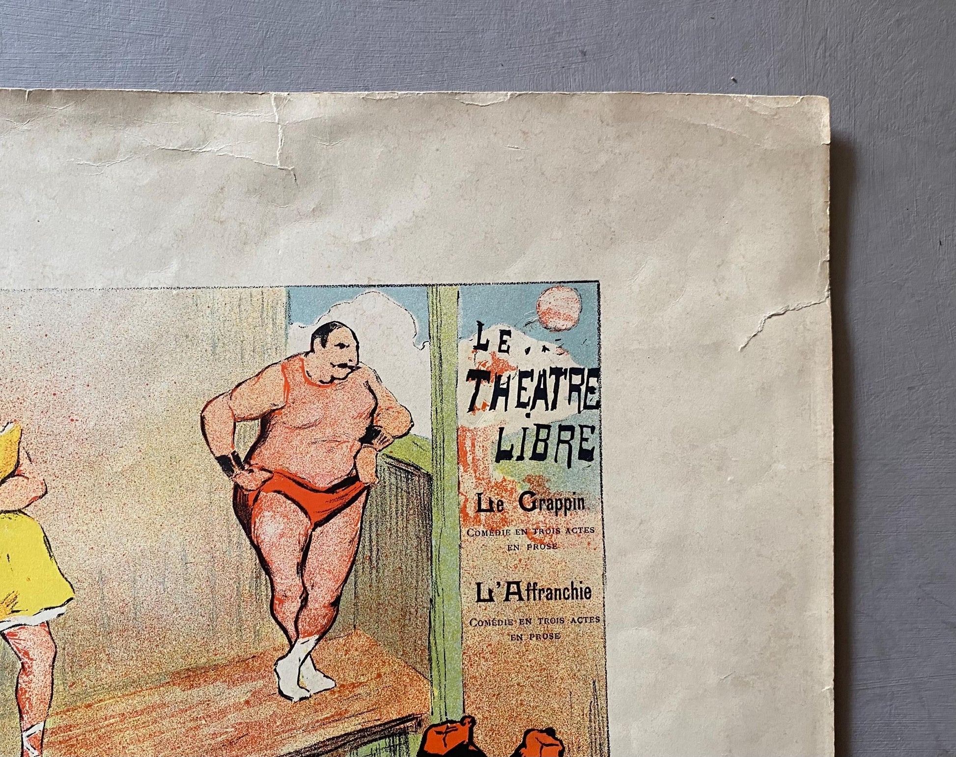An Original Coloured Lithograph by Henri- Gabriel Ibels Advertising A Performance at The Theatre Libre, Paris. Circa 1890s. 15 x 20 cms.