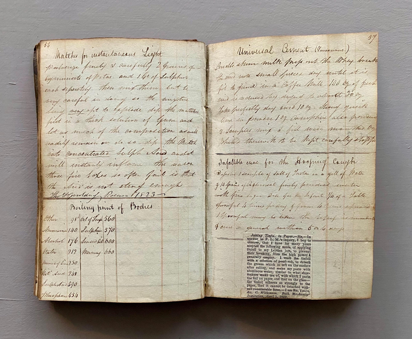 Three Leather Bound Notebooks Presumed Owned by A Chemist, A Scientist and A Farmer. Containing Numerous Recipes and Accounts. 1800s.