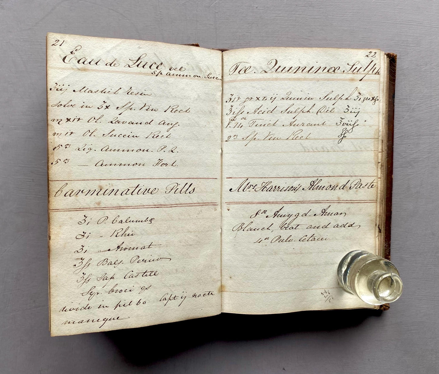 Three Leather Bound Notebooks Presumed Owned by A Chemist, A Scientist and A Farmer. Containing Numerous Recipes and Accounts. 1800s.