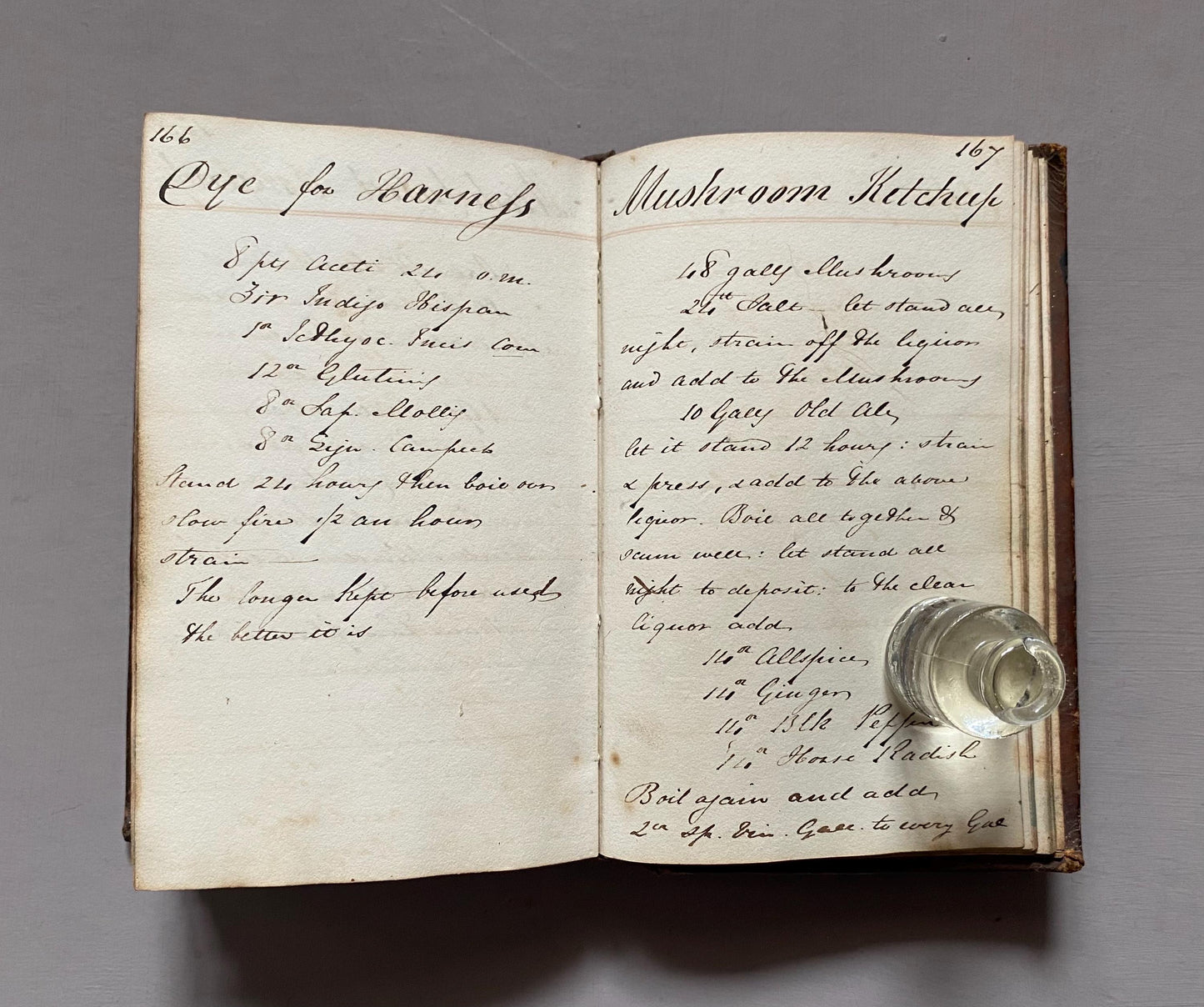 Three Leather Bound Notebooks Presumed Owned by A Chemist, A Scientist and A Farmer. Containing Numerous Recipes and Accounts. 1800s.