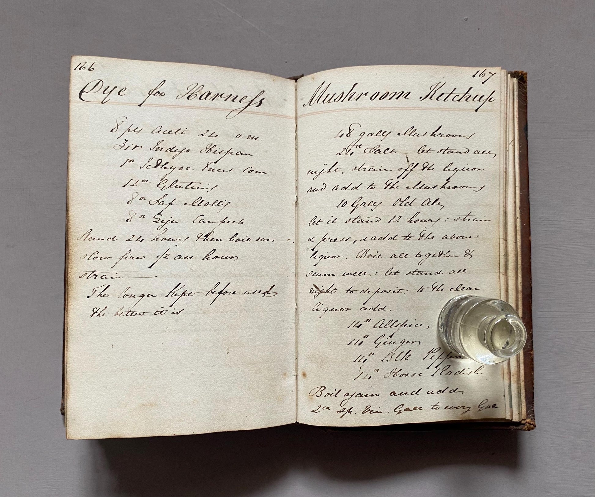 Three Leather Bound Notebooks Presumed Owned by A Chemist, A Scientist and A Farmer. Containing Numerous Recipes and Accounts. 1800s.