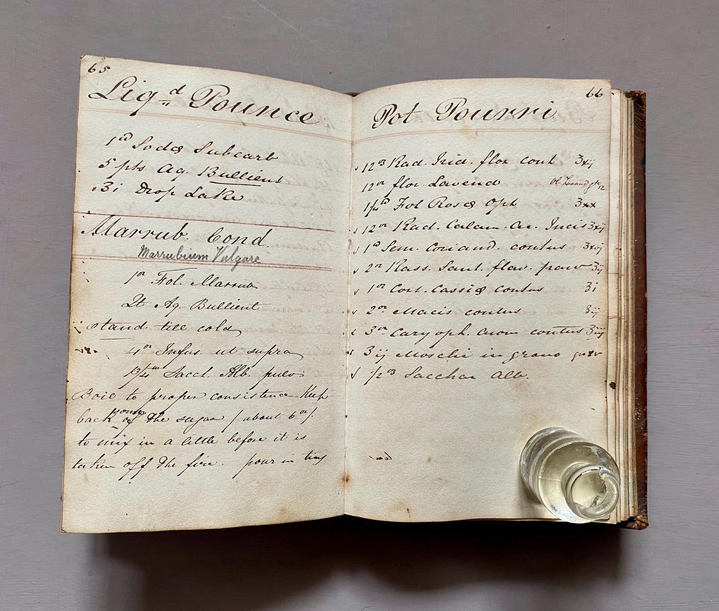 Three Leather Bound Notebooks Presumed Owned by A Chemist, A Scientist and A Farmer. Containing Numerous Recipes and Accounts. 1800s.