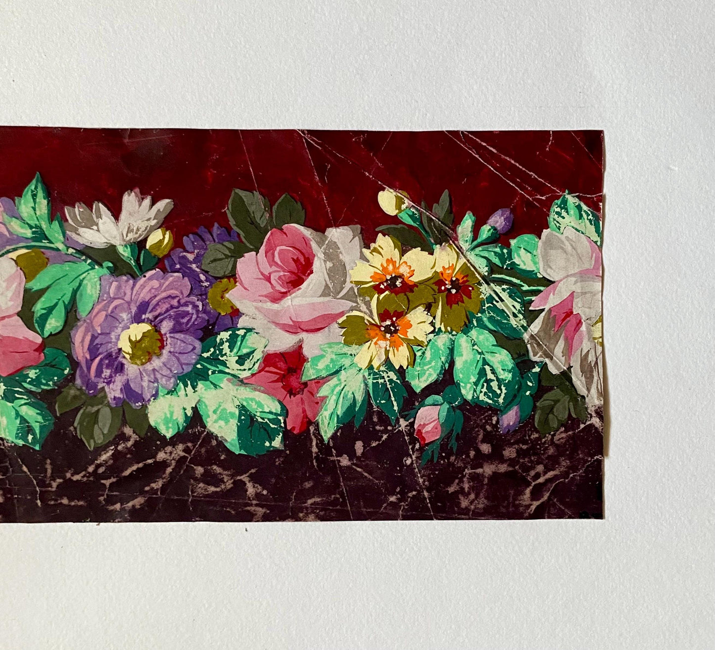 An Original Antique, Hand Painted Textile Design. Watercolour. French. Late 1800s. Size: 12 x 26 cms.