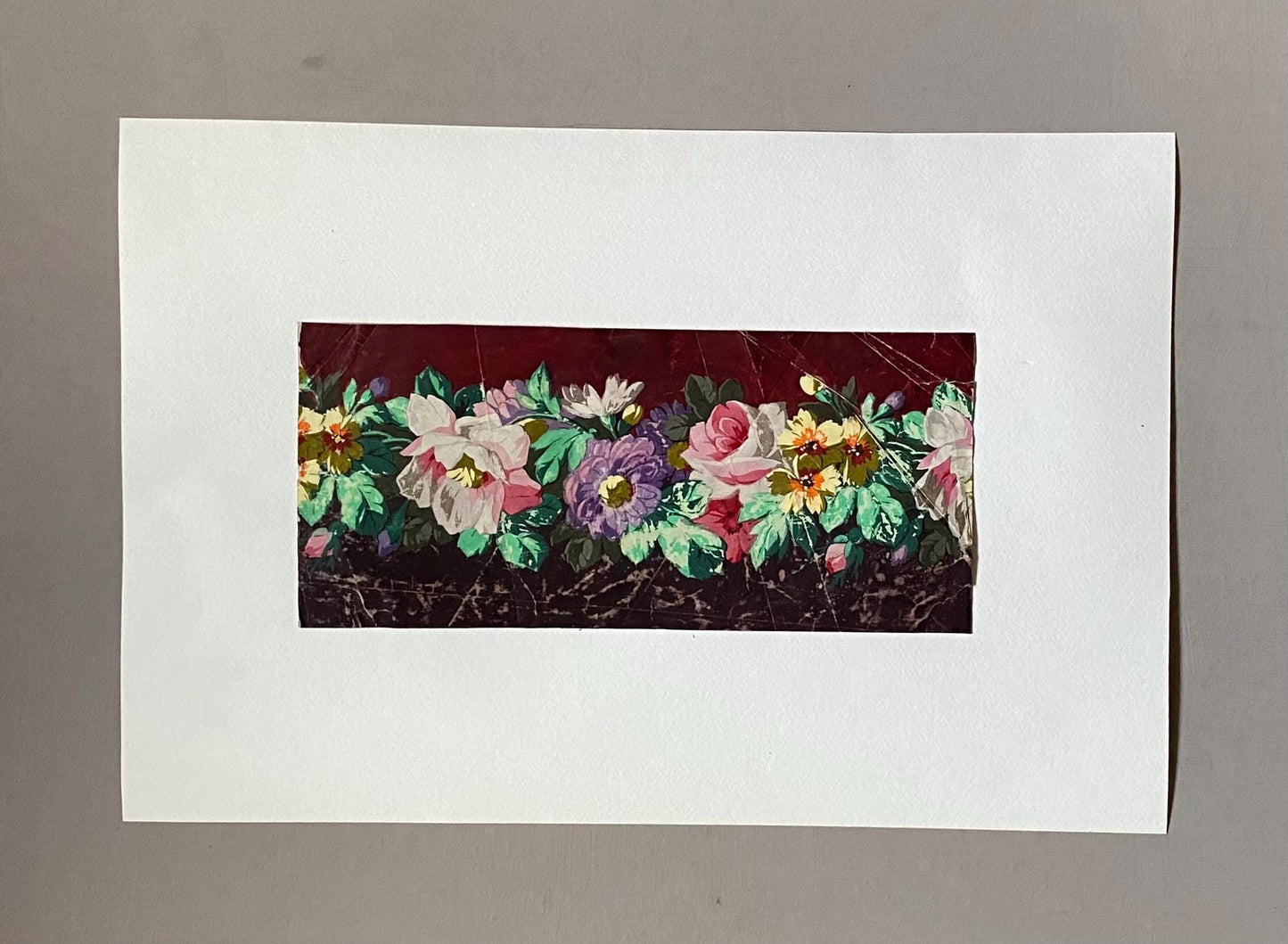 An Original Antique, Hand Painted Textile Design. Watercolour. French. Late 1800s. Size: 12 x 26 cms.