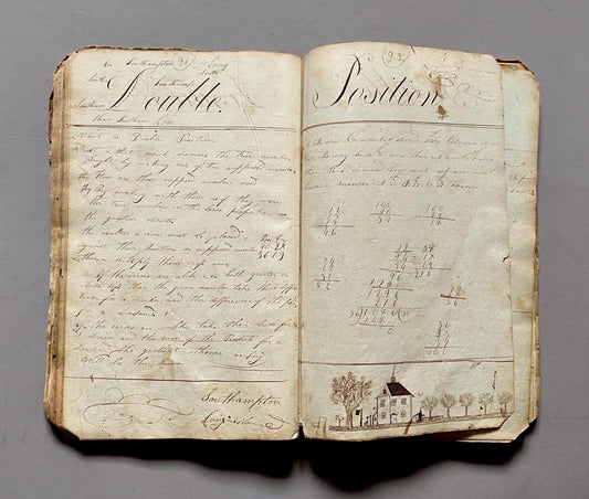 A Workbook Belonging To Andrew Halsey of Halsey House, Southampton, Long island. Dated 1806. 234 Pages. Size: 13 x 8 inches.
