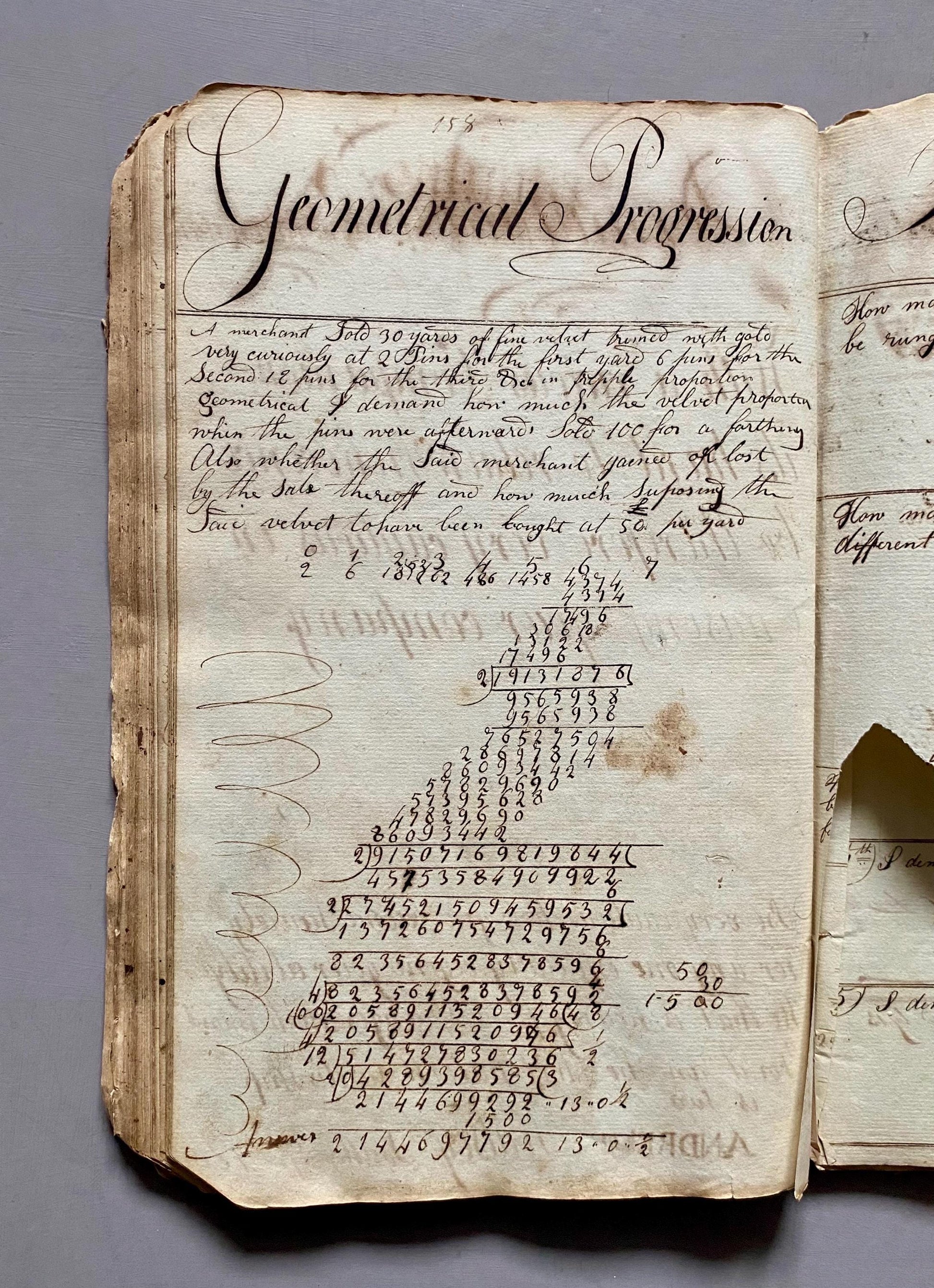 A Workbook Belonging To Andrew Halsey of Halsey House, Southampton, Long island. Dated 1806. 234 Pages. Size: 13 x 8 inches.