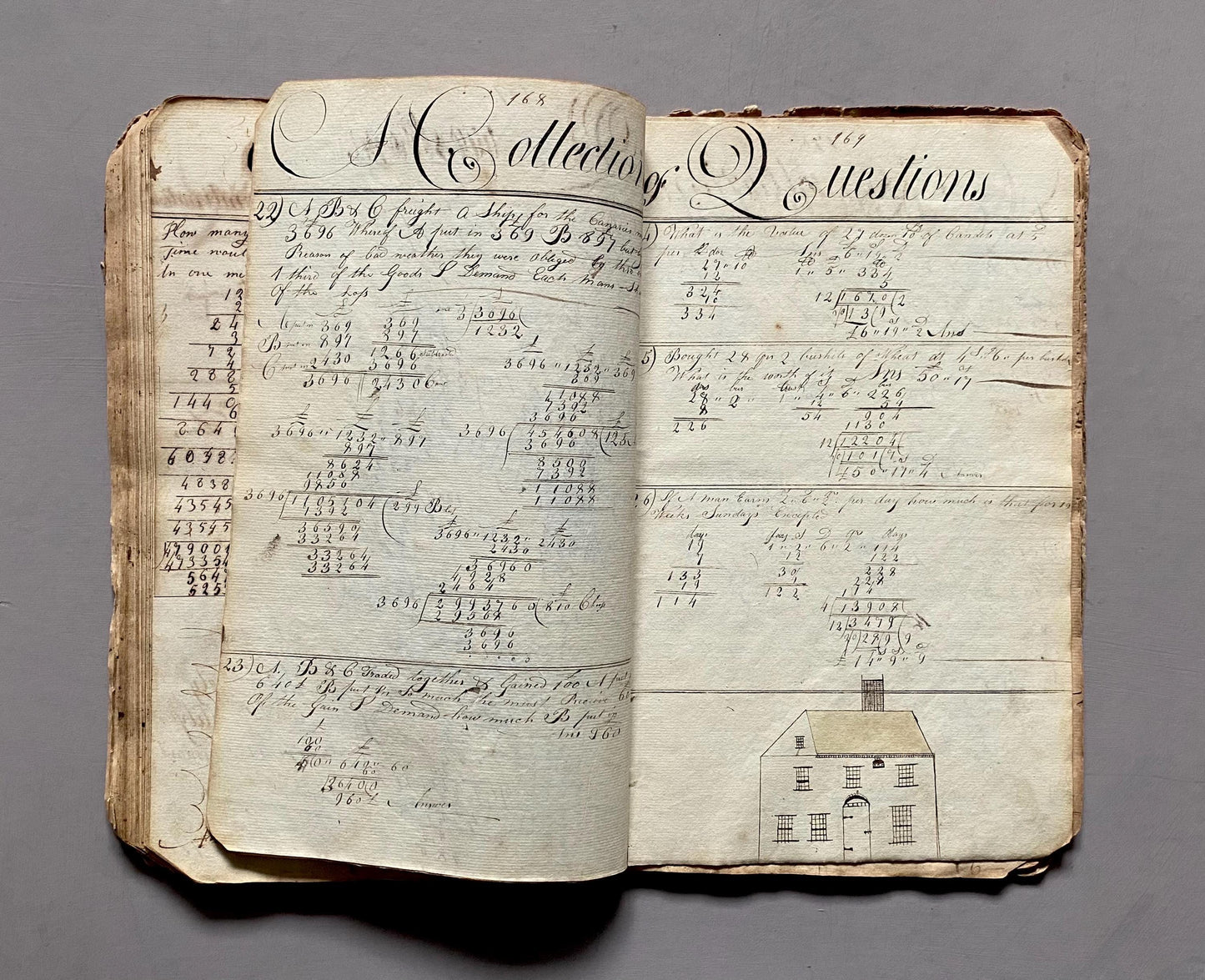 A Workbook Belonging To Andrew Halsey of Halsey House, Southampton, Long island. Dated 1806. 234 Pages. Size: 13 x 8 inches.