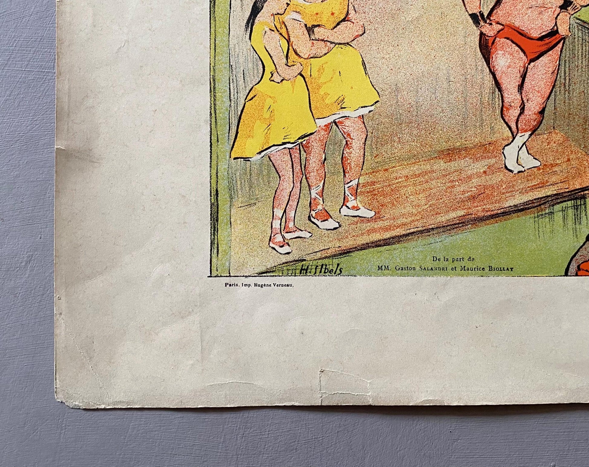 An Original Coloured Lithograph by Henri- Gabriel Ibels Advertising A Performance at The Theatre Libre, Paris. Circa 1890s. 15 x 20 cms.