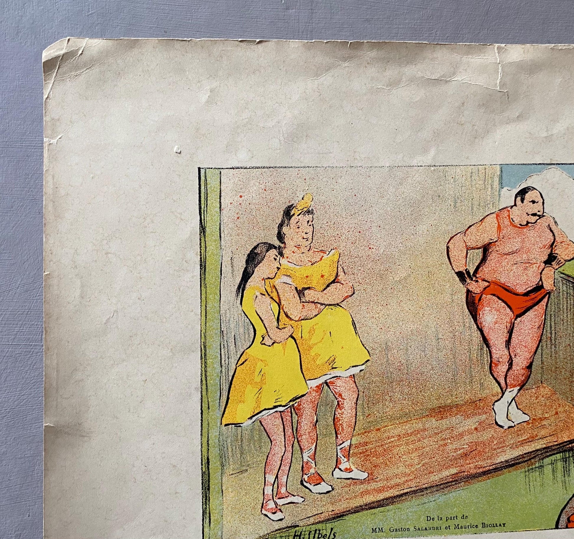 An Original Coloured Lithograph by Henri- Gabriel Ibels Advertising A Performance at The Theatre Libre, Paris. Circa 1890s. 15 x 20 cms.