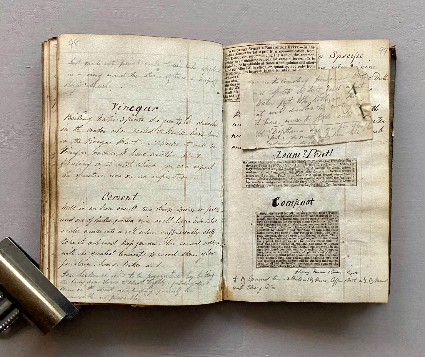 Three Leather Bound Notebooks Presumed Owned by A Chemist, A Scientist and A Farmer. Containing Numerous Recipes and Accounts. 1800s.