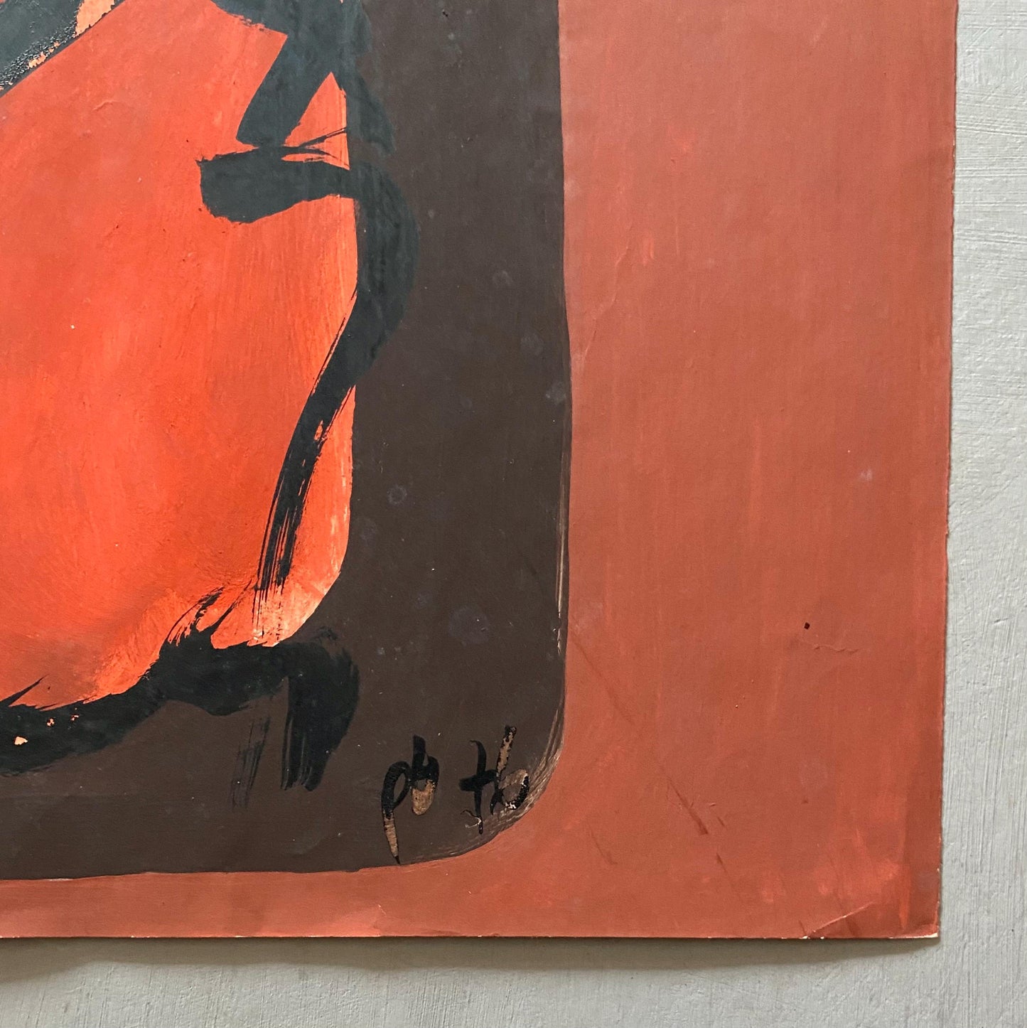 A Painting by Philippe Bérard. Black Ink. Red and Brown Watercolour Paint. Created in Paris, France in 1976. Size: 25 x 33 cms.