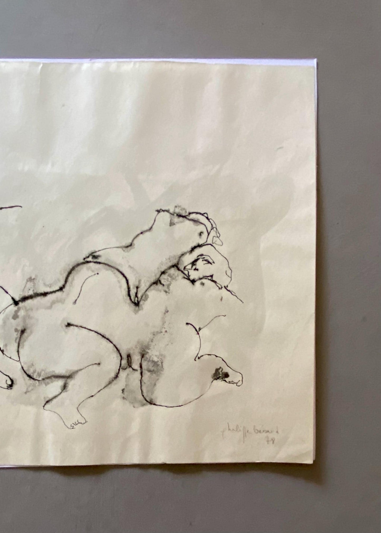 A Painting by Philippe Bérard. Black Ink Wash On A White Ground. Created in Paris, France in 1978. Size: 25 x 32.5 cms.