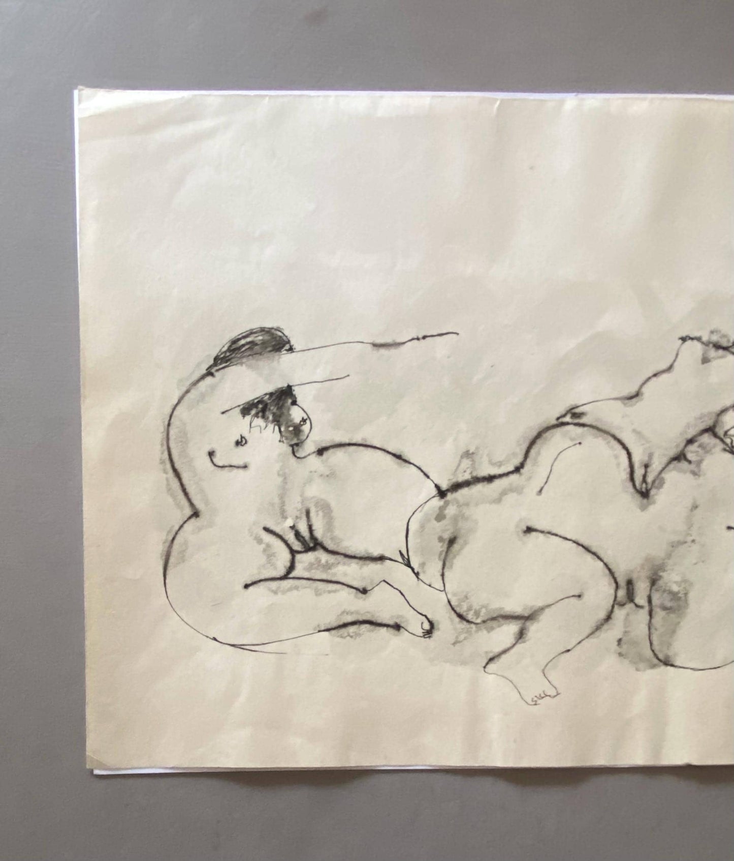 A Painting by Philippe Bérard. Black Ink Wash On A White Ground. Created in Paris, France in 1978. Size: 25 x 32.5 cms.
