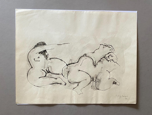 A Painting by Philippe Bérard. Black Ink Wash On A White Ground. Created in Paris, France in 1978. Size: 25 x 32.5 cms.
