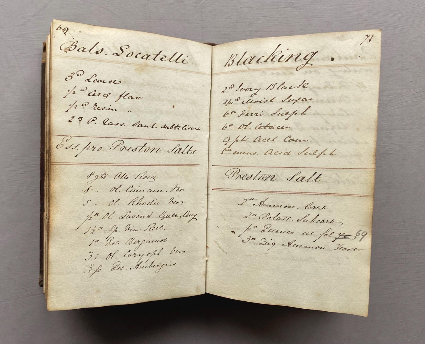 Three Leather Bound Notebooks Presumed Owned by A Chemist, A Scientist and A Farmer. Containing Numerous Recipes and Accounts. 1800s.