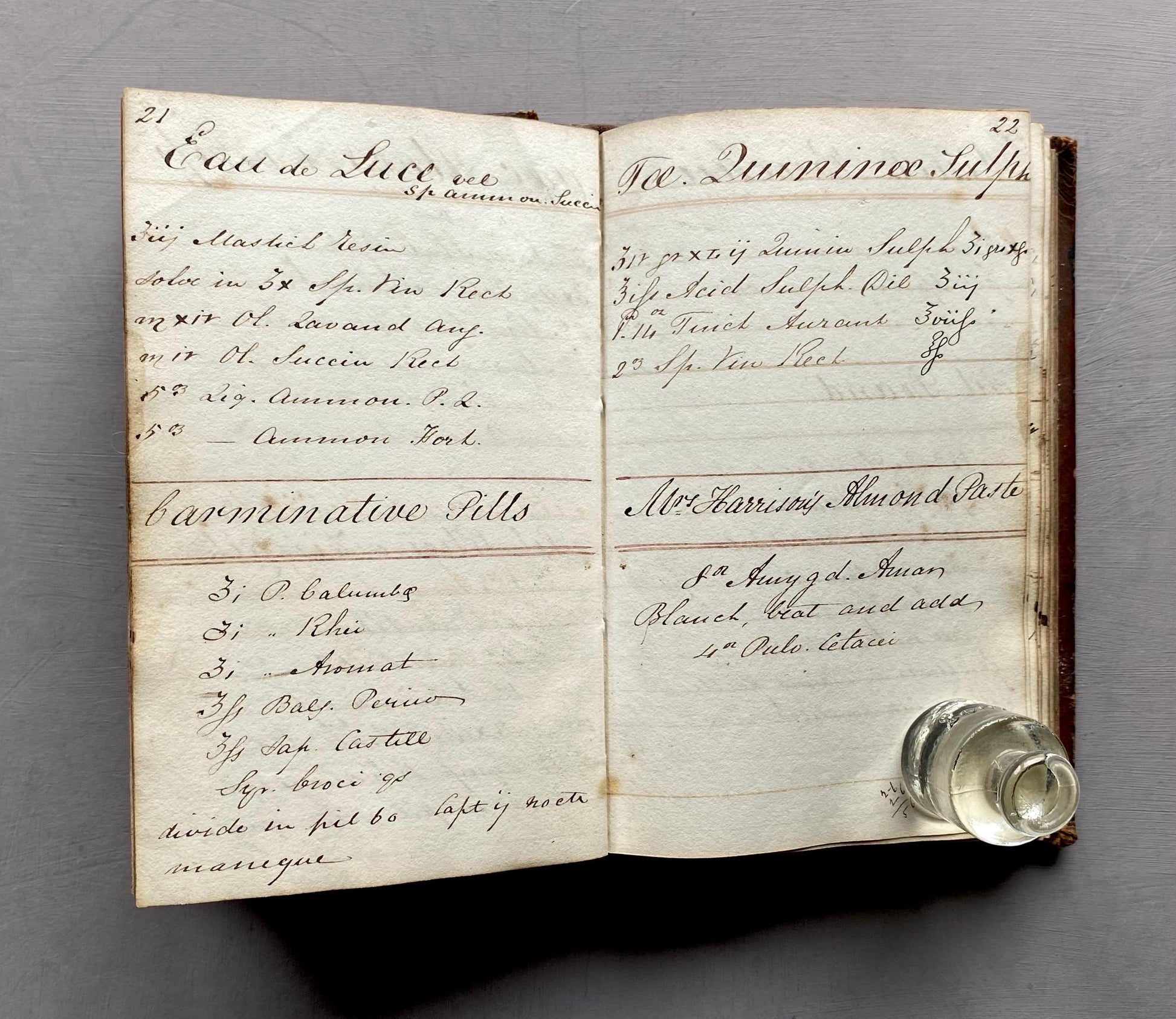Three Leather Bound Notebooks Presumed Owned by A Chemist, A Scientist and A Farmer. Containing Numerous Recipes and Accounts. 1800s.