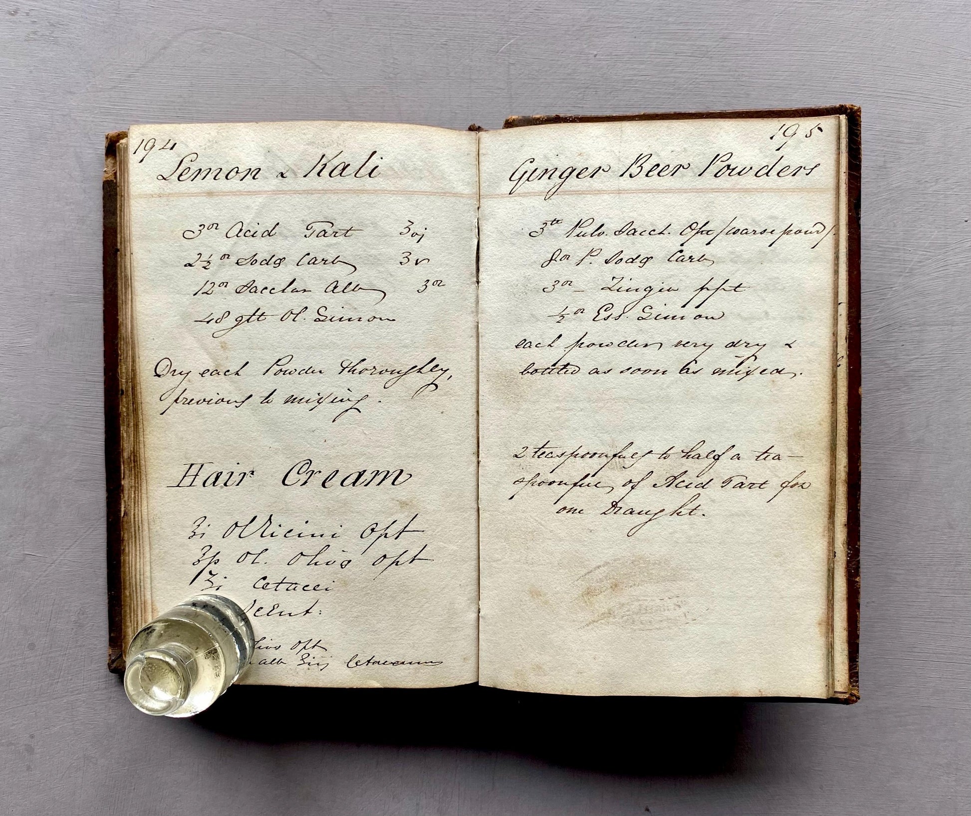 Three Leather Bound Notebooks Presumed Owned by A Chemist, A Scientist and A Farmer. Containing Numerous Recipes and Accounts. 1800s.