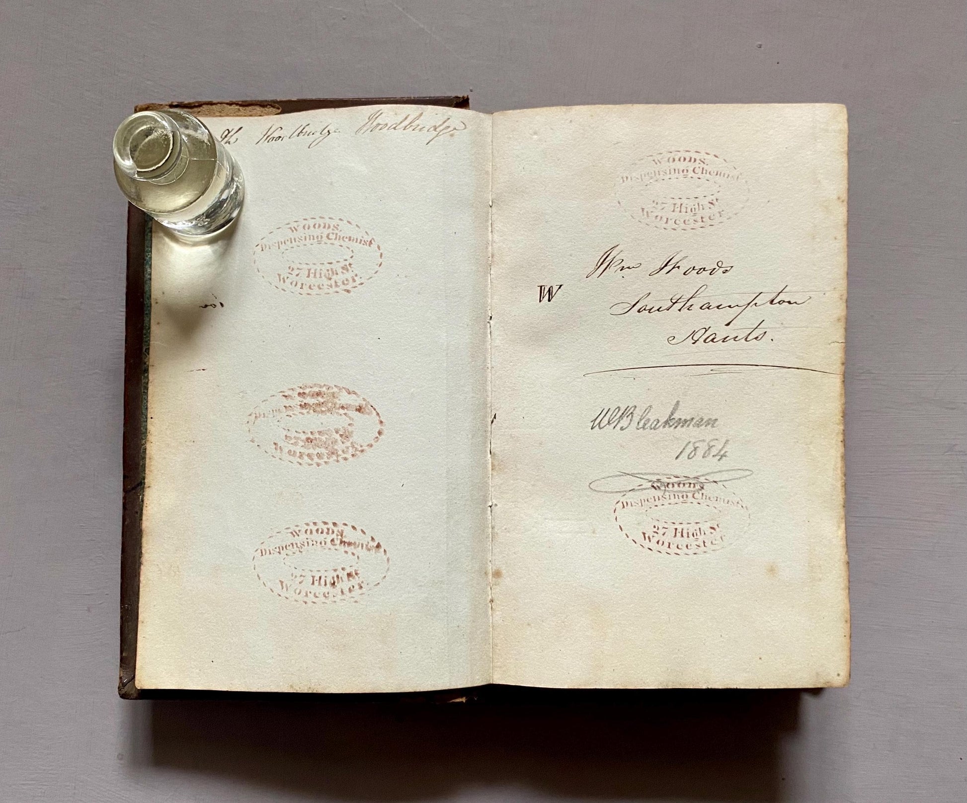 Three Leather Bound Notebooks Presumed Owned by A Chemist, A Scientist and A Farmer. Containing Numerous Recipes and Accounts. 1800s.