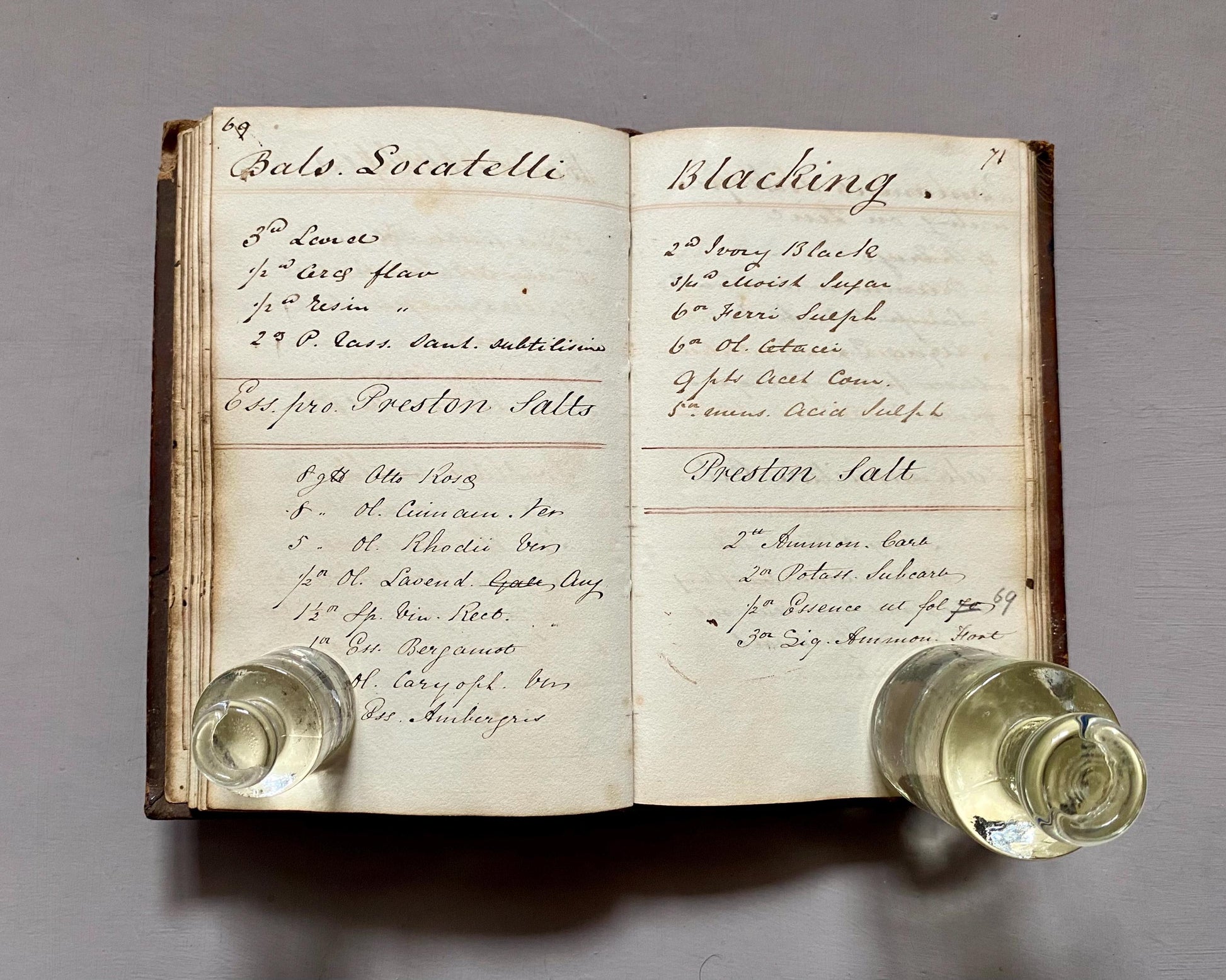 Three Leather Bound Notebooks Presumed Owned by A Chemist, A Scientist and A Farmer. Containing Numerous Recipes and Accounts. 1800s.
