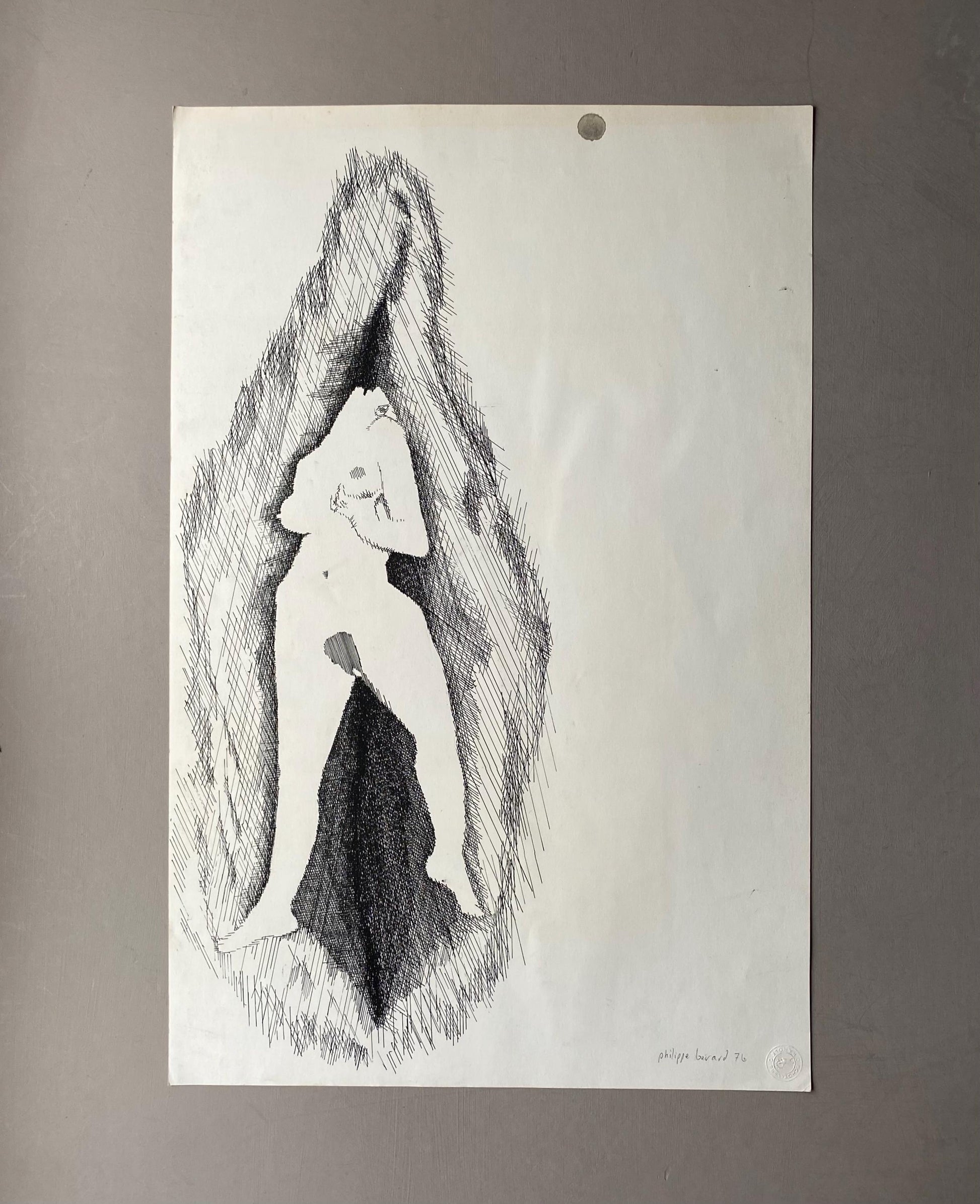 A Ink Drawing by Philippe Bérard. Created in Paris, France in 1976. Size: 50 x 33 cms.