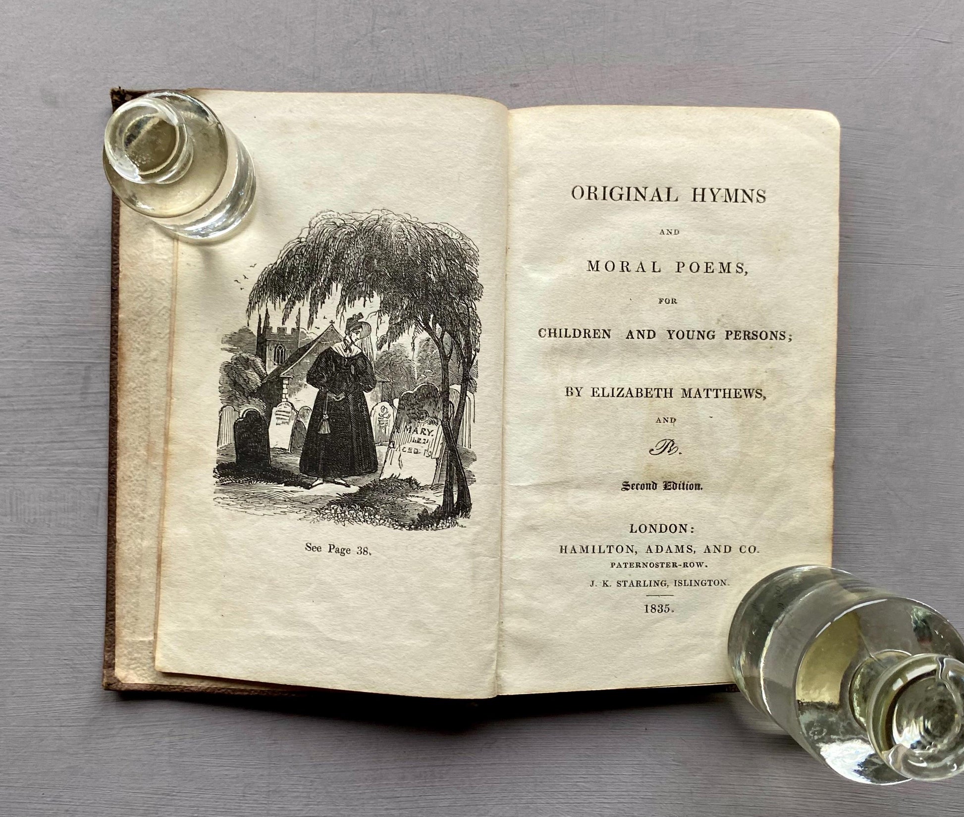 Original Hymns And Moral Poems by Elizabeth Matthews. Published by Hamilton, Adams and Co. in 1835. Size: 14.5 x 9.5 cms.