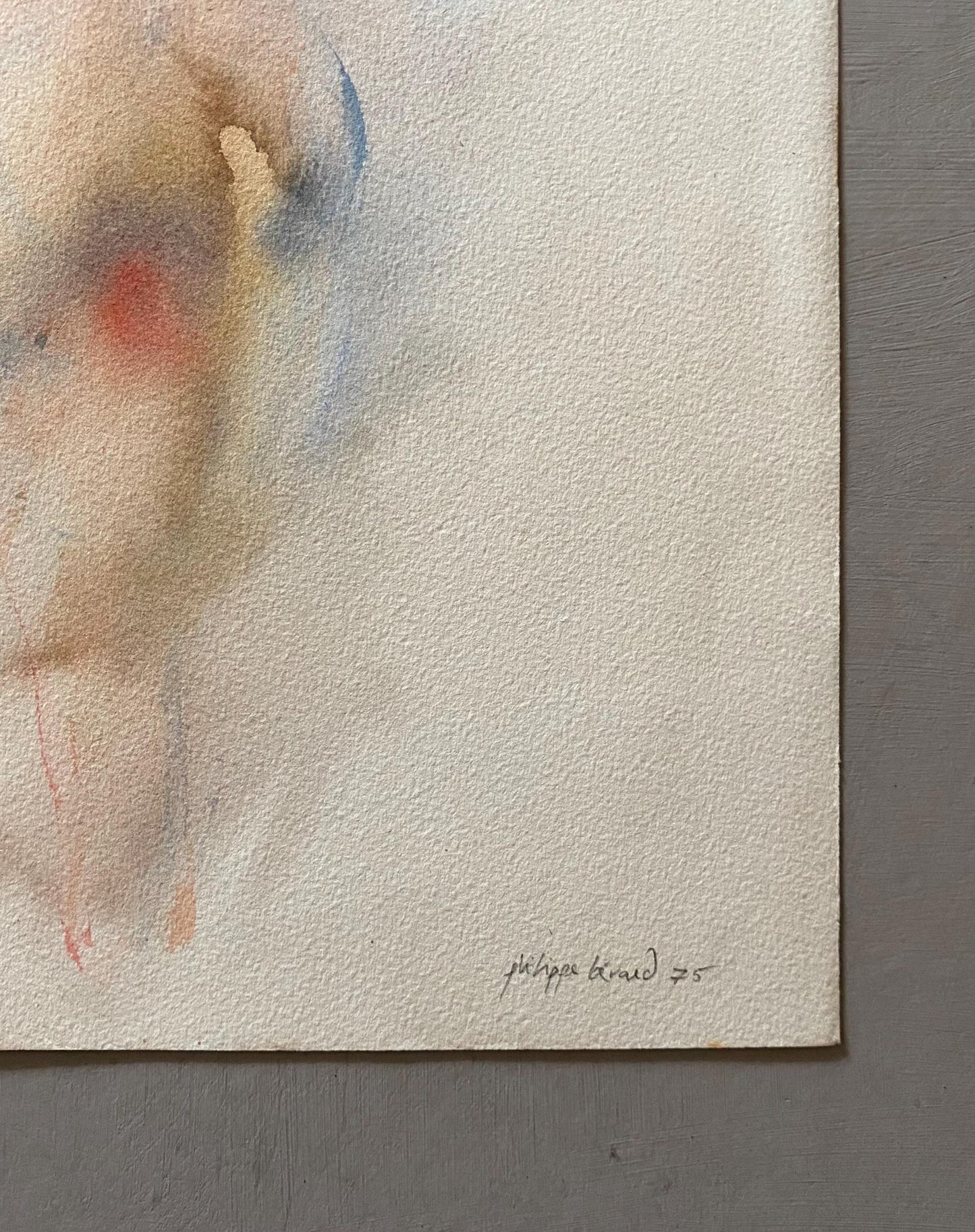 A Watercolour Painting by Philippe Bérard. Figure of A Nude. Created in Paris, France in 1975. Size: 35.5 x 25.5 cms.
