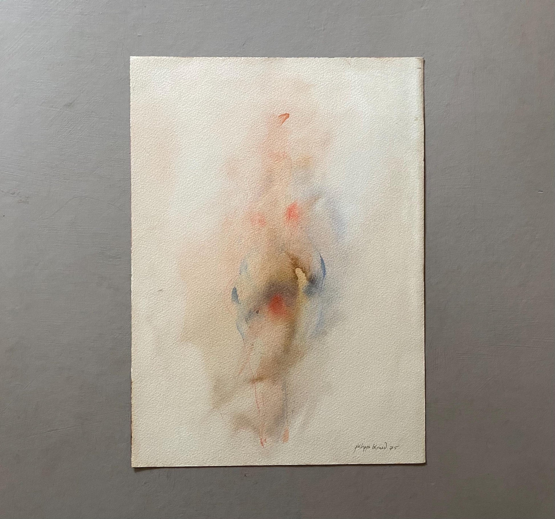 A Watercolour Painting by Philippe Bérard. Figure of A Nude. Created in Paris, France in 1975. Size: 35.5 x 25.5 cms.