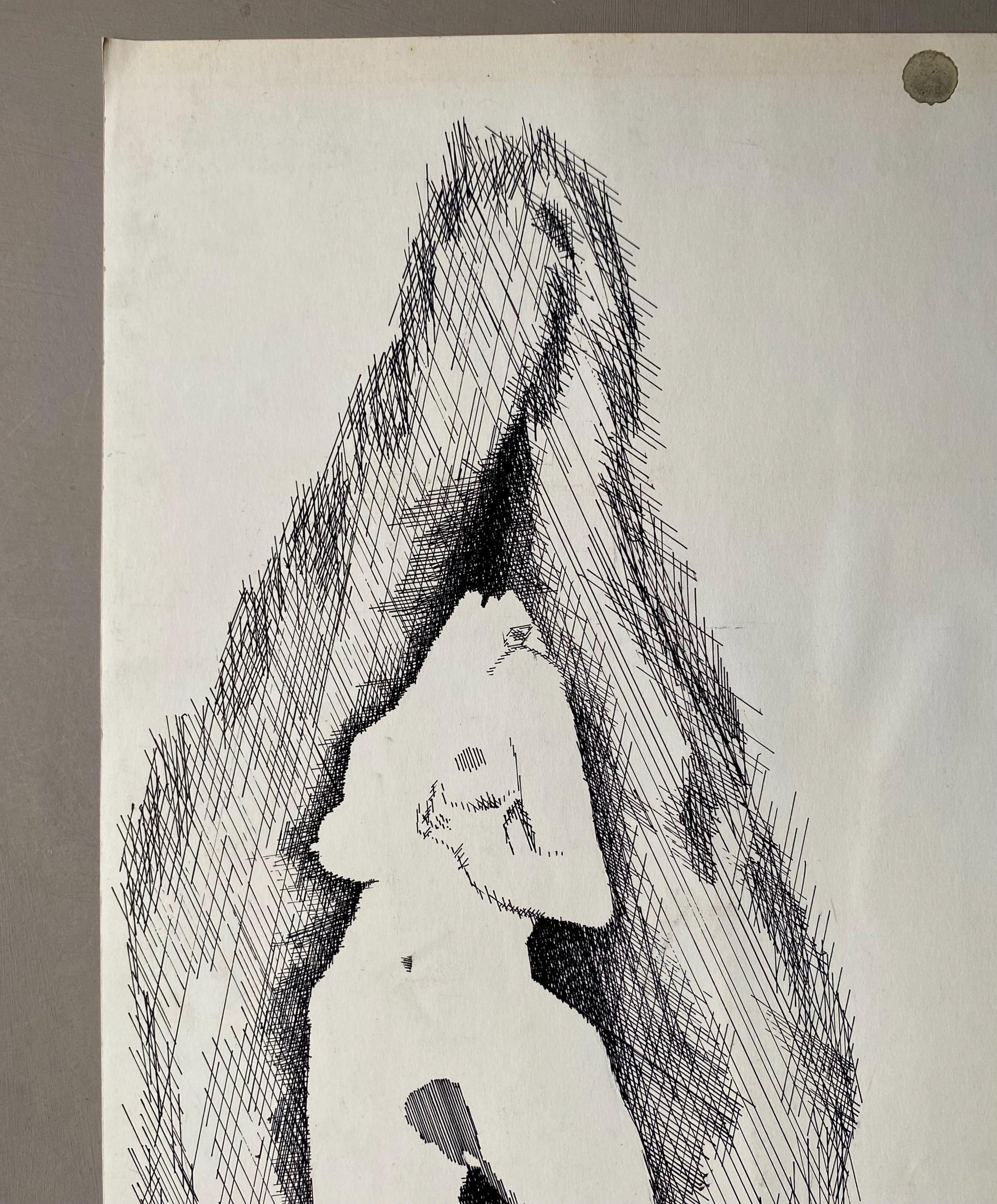 A Ink Drawing by Philippe Bérard. Created in Paris, France in 1976. Size: 50 x 33 cms.