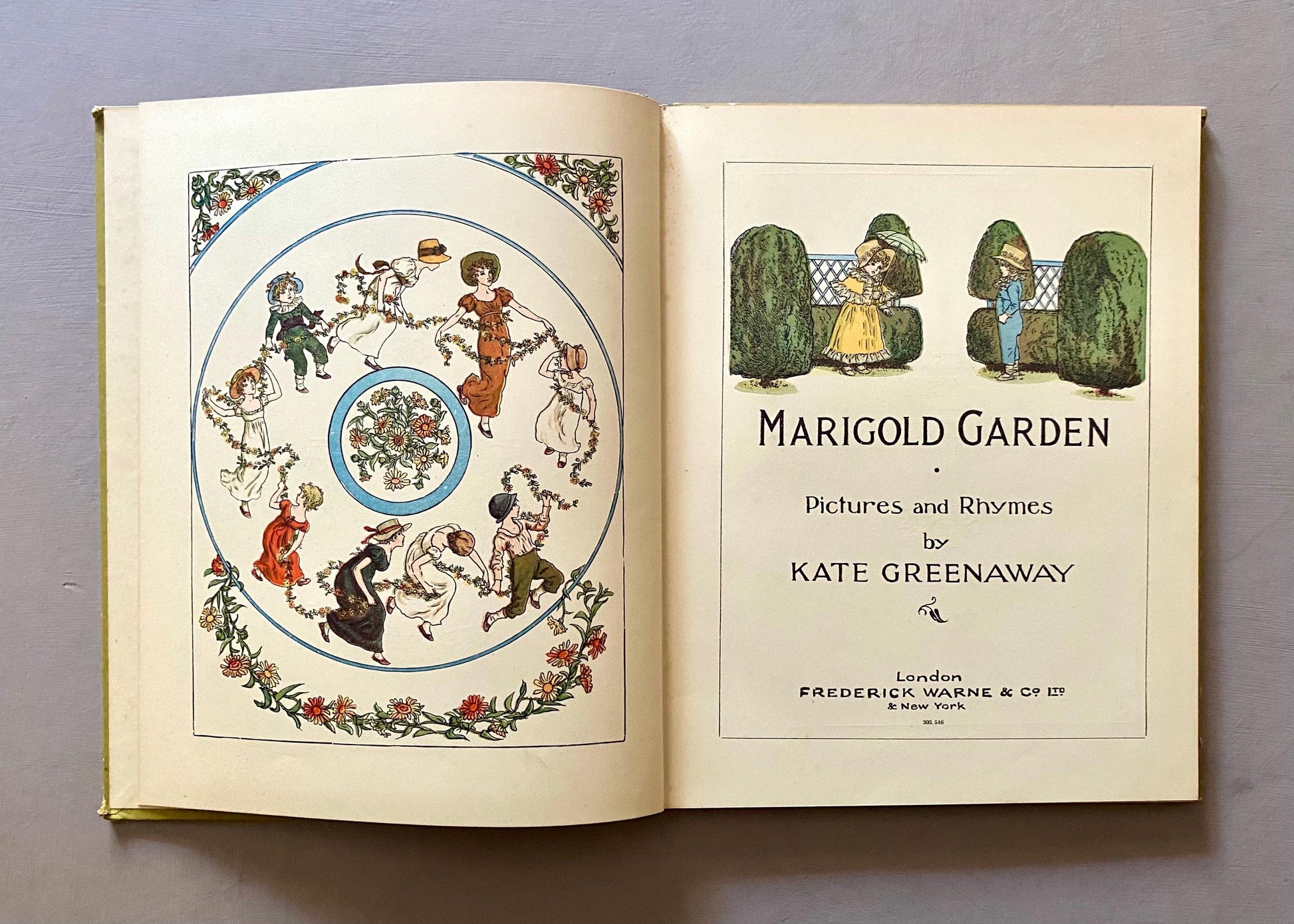 Marigold Garden. Pictures and Rhymes byayay Kate Greenaway. Published by Frederick Warne. Circa 1900.
