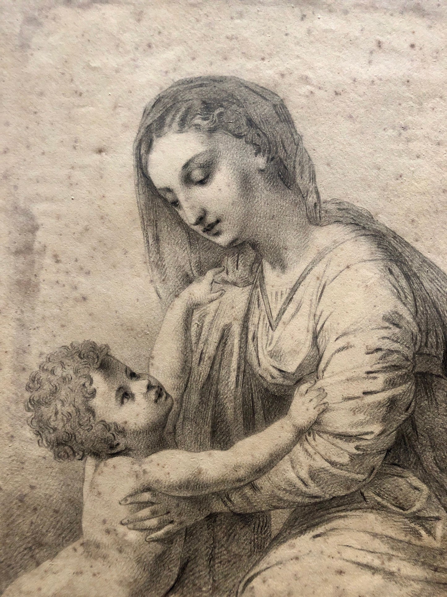 The Madonna and Child. An 18th Century Pencil Drawing. Size: 23.5 x 19.5 cms.