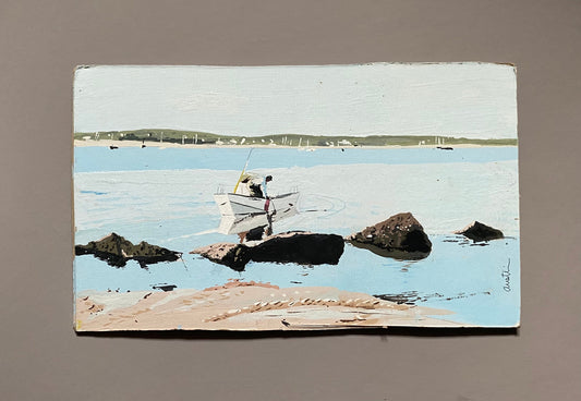 Brant Point Nantucket. An Original Artwork by John Austin (1918-2000). Egg Tempura. Possibly 1970’s. Signed by the artist. 22.5 x 38 cms.