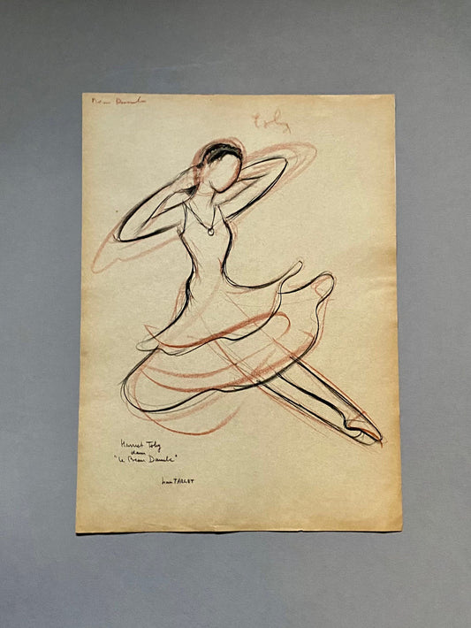 An Original Drawing of Harriet Toby in Le Beau Danube by Jean Target. 1940’s. Crayon on Paper. 27 x 37 cms.