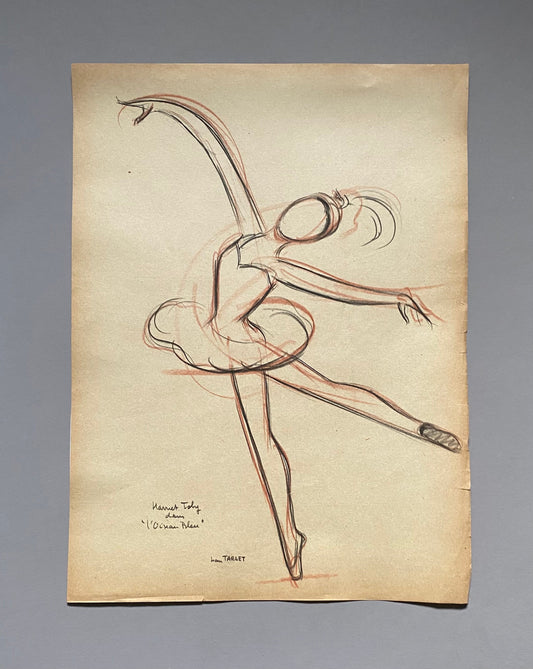 An Original Drawing of Dancer Harriet Toby in L’Oiseau Bleu by Jean Target. 1940’s. Crayon on Paper. 37 x 27.5 cms.